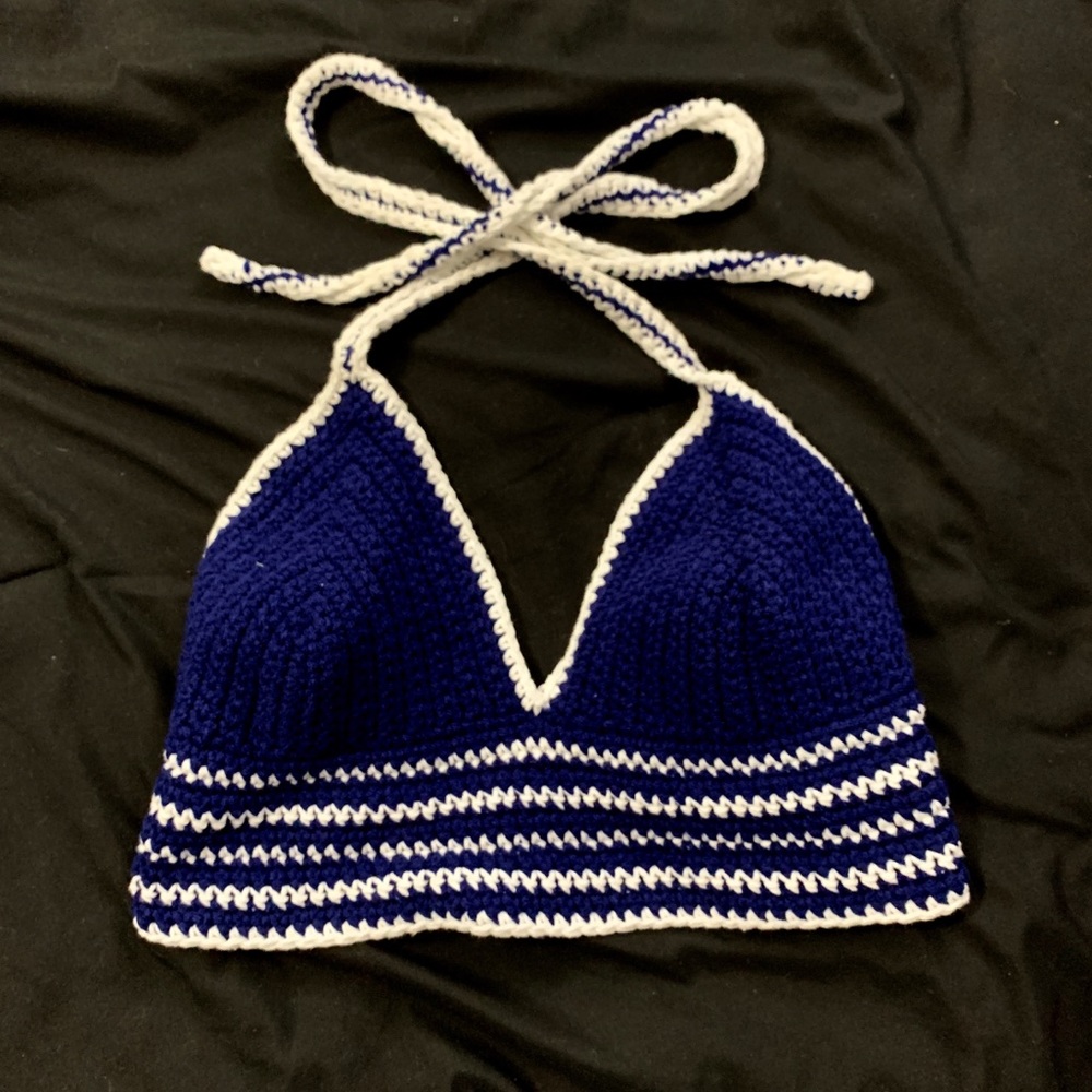 A handmade crochet crop top/Bralette